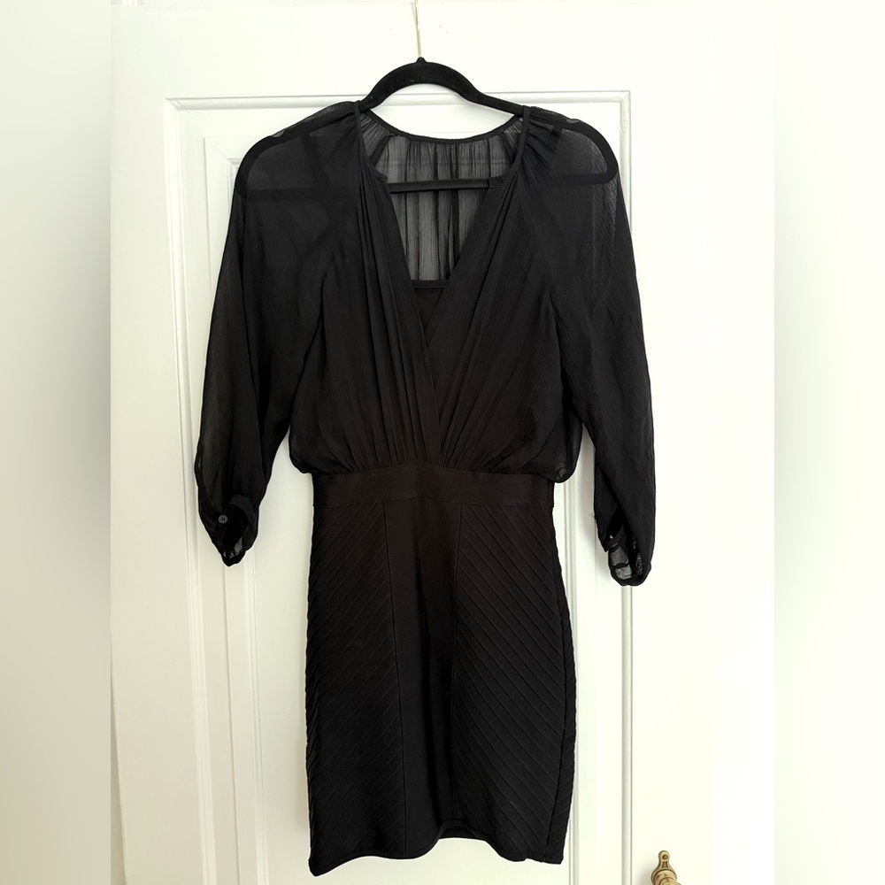 Stretta Elegant Black Sheer and bandage Dress